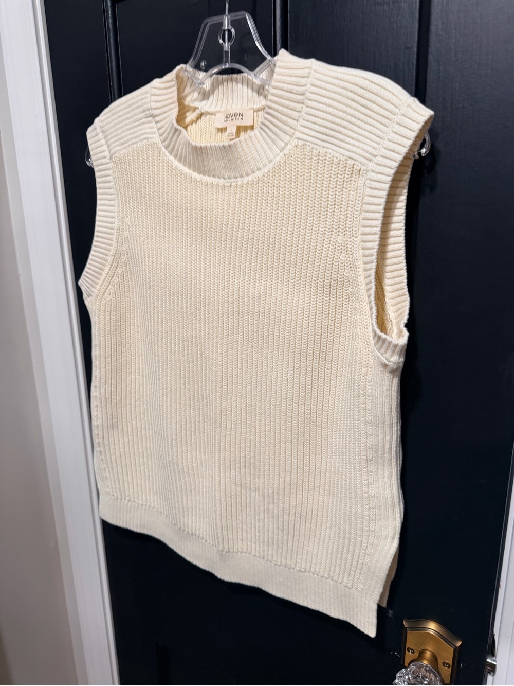 Haven Well Within Pale Yellow Ribbed Sleeveless Crewneck Sweater Vest